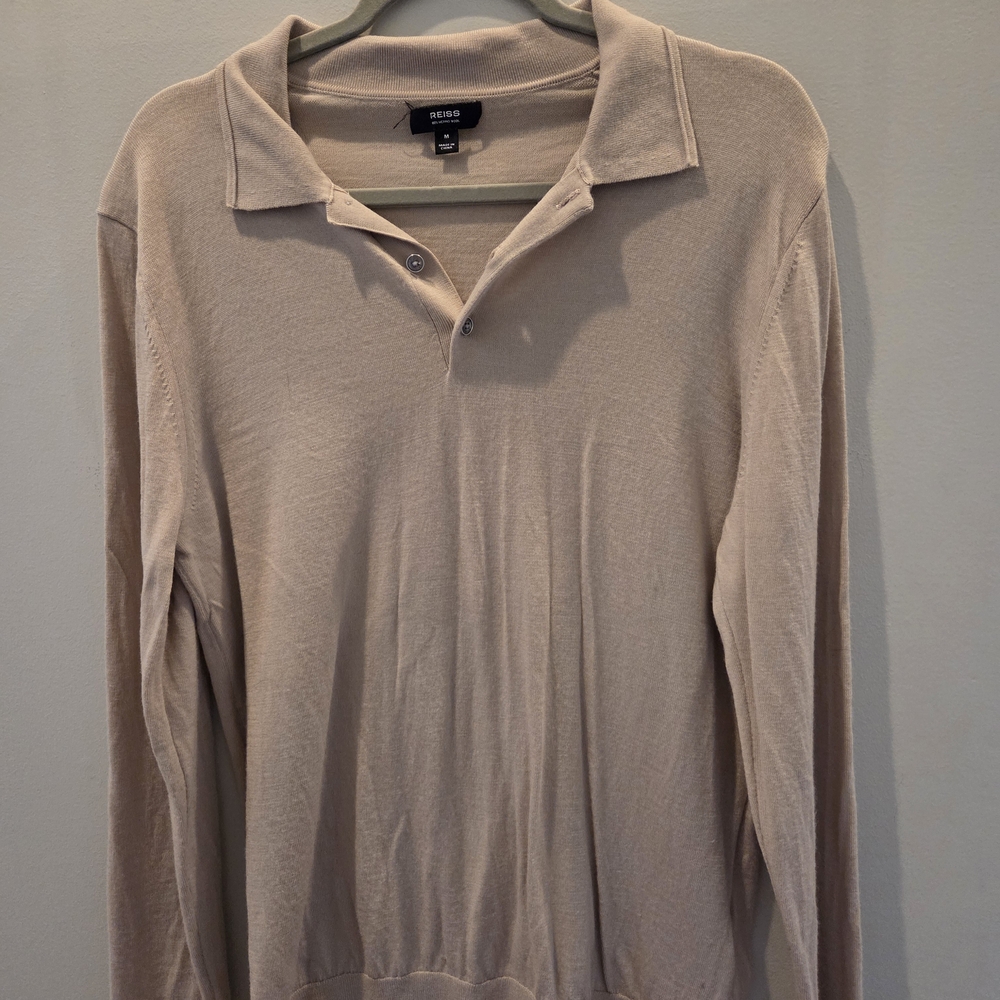 Reiss Light Beige Polo Knit Sweater